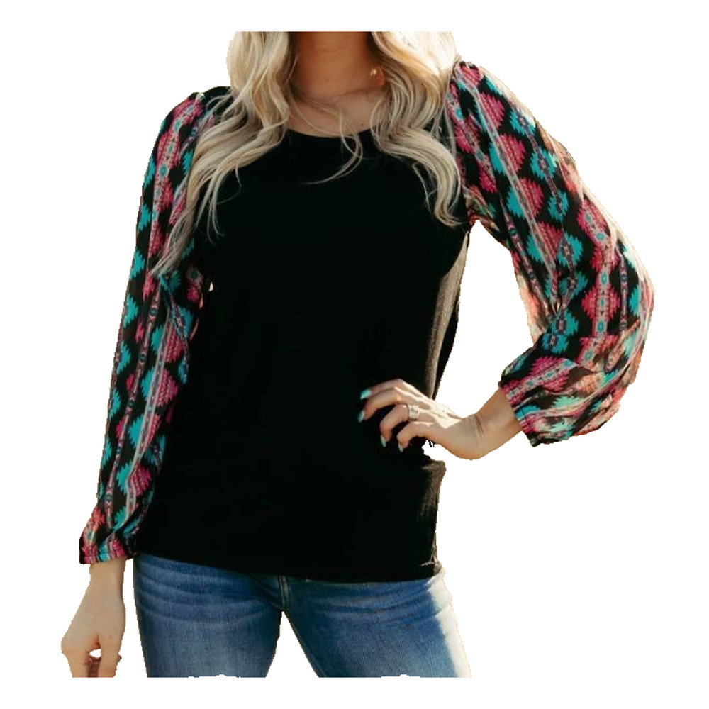 Sterling Kreek "Take Me Downtown" Boho Aztec Southwestern Top Women's Small NWT